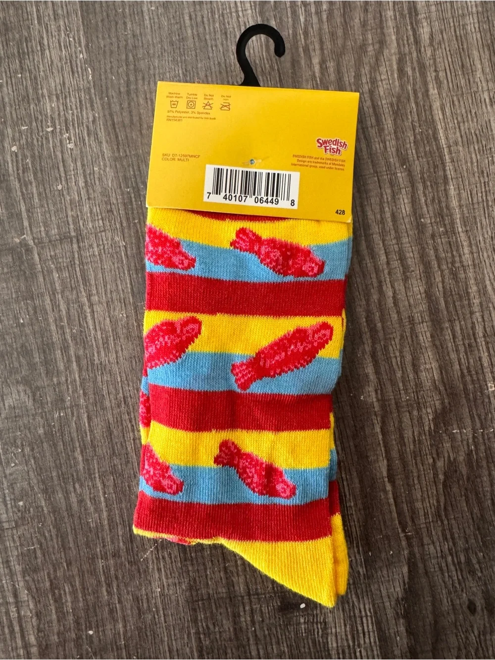 Swedish Fish Candy Crew Socks Mens 6-12 NWT